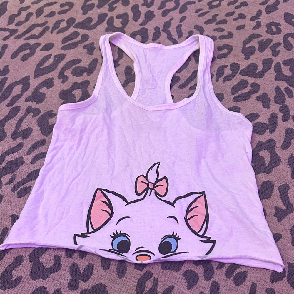 Disney White Tank Top with Cat